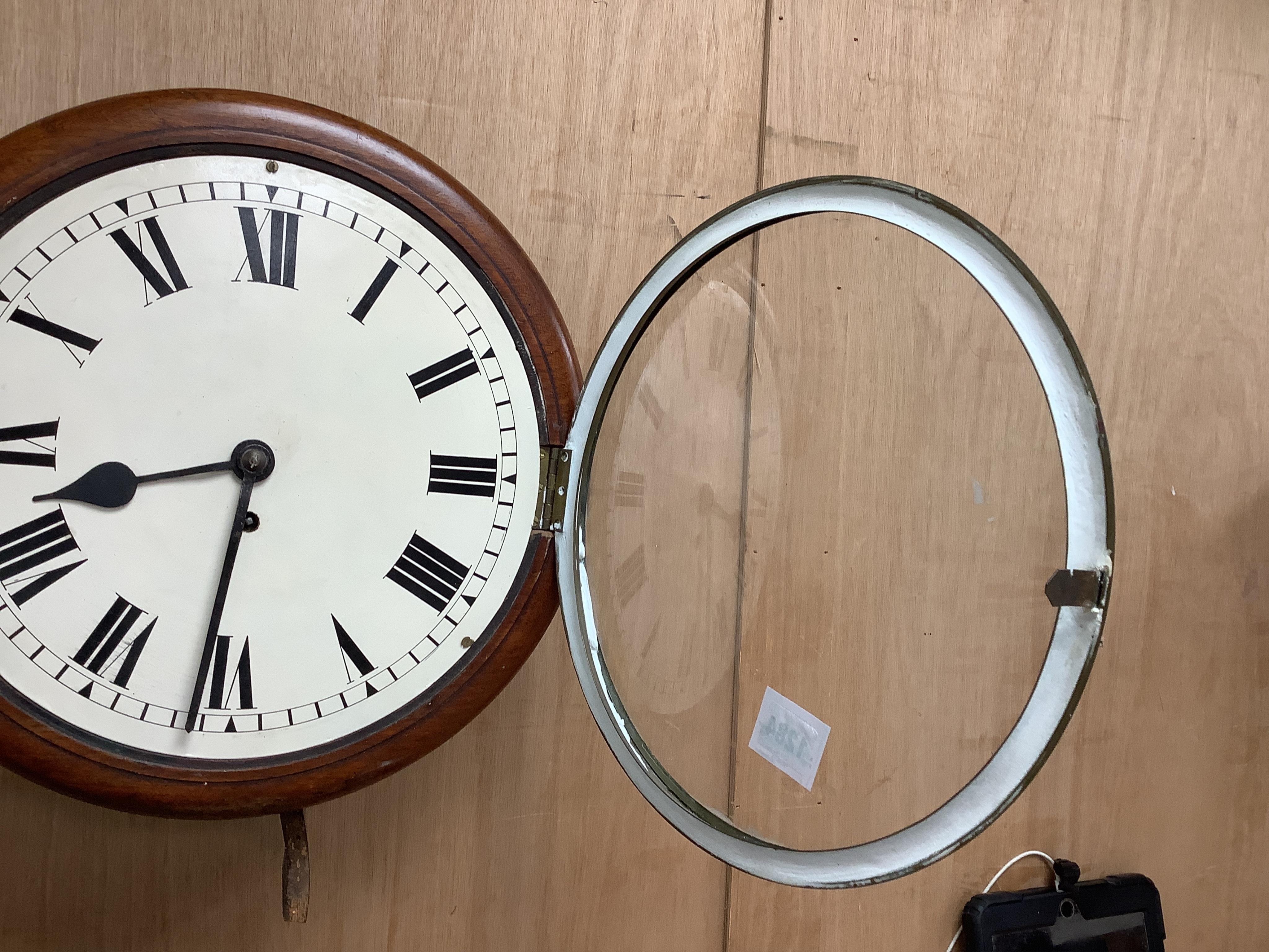 A Victorian mahogany fusee wall timepiece, 37cm diameter
